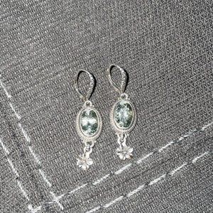 Green Sterling Silver Earrings